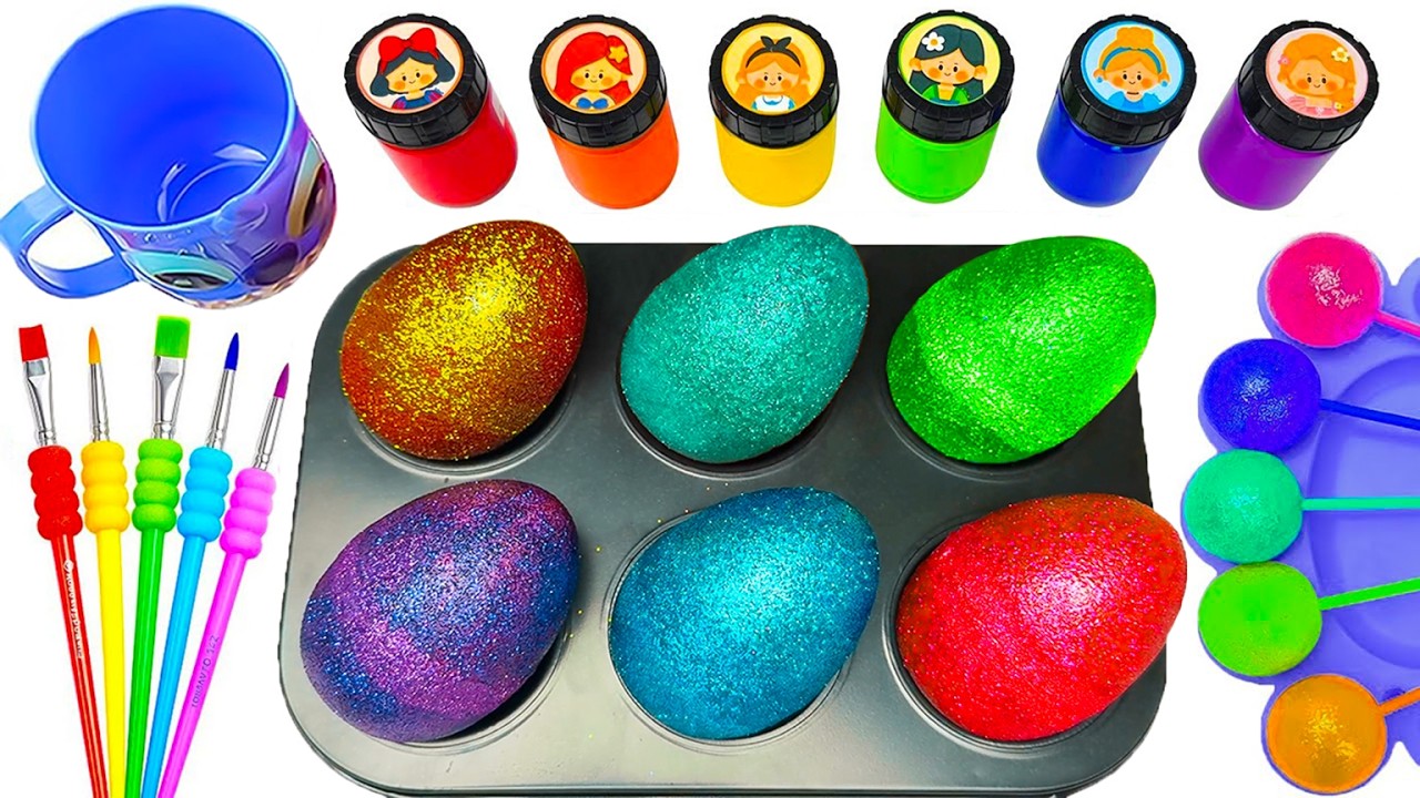 Oddly Satisfying ASMR | DIY Giant Glitter Rainbow Eggs with Slime, Color Mixing, and Sprunki Powder