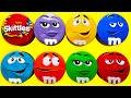 Satisfying Video Unpacking Bright Tins Full Of Rainbow Skittles And Yummy M M S Candy ASMR