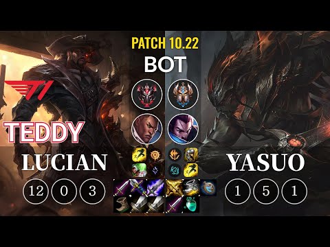 T1 Teddy Lucian vs Yasuo Bot - KR Patch 10.22