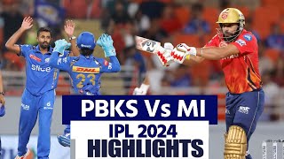 PKBS vs MI IPL 2024 33 Match Highlights: Punjab Kings vs Mumbai Indians IPL Full Match Highlights