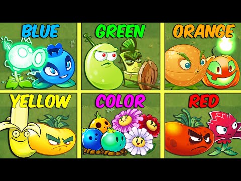 Random 7 Pair Colorful Plant Team - Who Will Win? - PvZ 2 Battlez Team Plant vs Team Plant