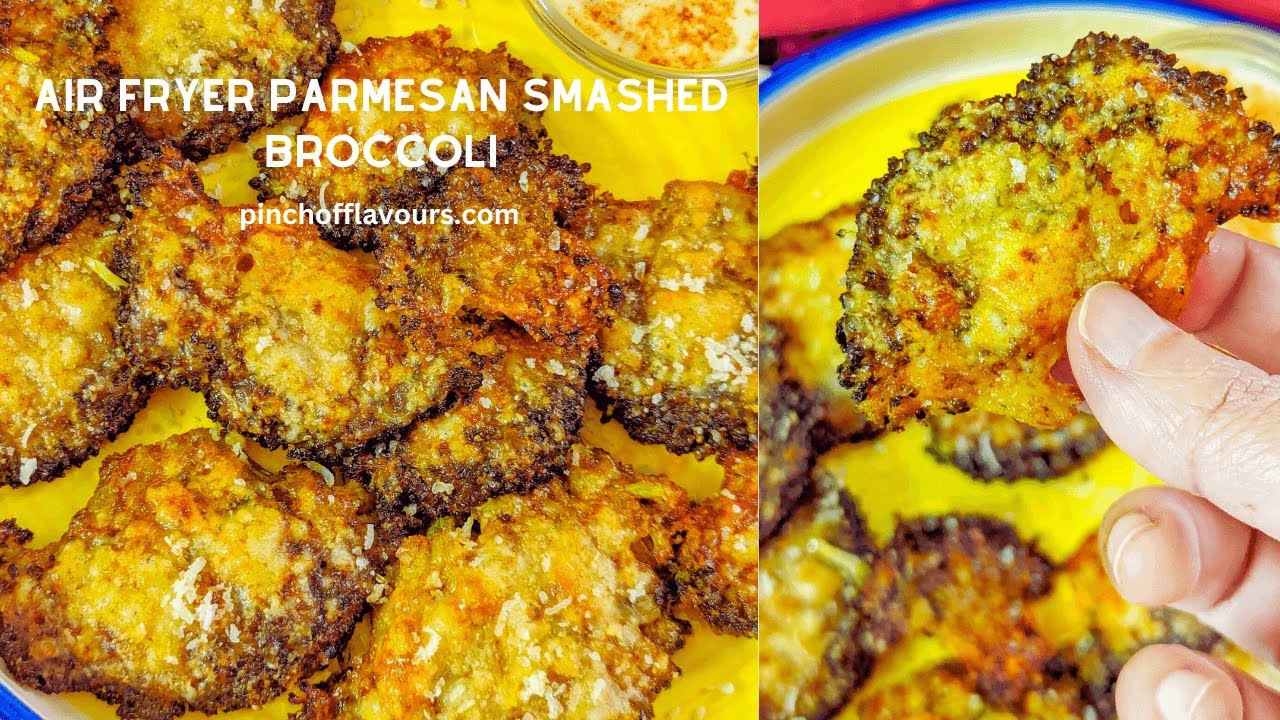 Air Fryer Parmesan Smashed Broccoli