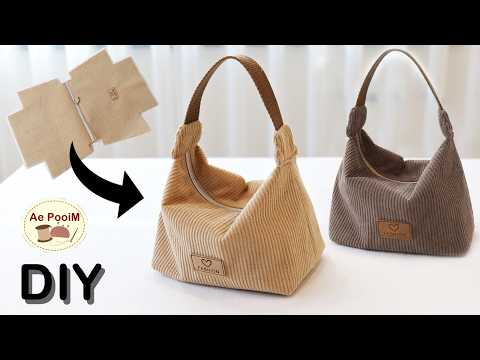 Easy & Cute Corduroy Pouch Bag 🧵 | Quick Sewing Tutorial for Beginners