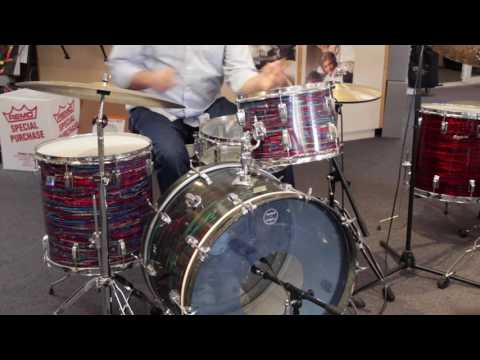 1970’s Ludwig Psychedelic Red Drum Set 24, 13, 16