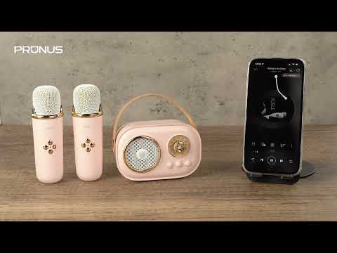 【New Arrival Nov 2023】PRUNUS C20 Retro Mini Karaoke Machine with 2 Wireless Mics Christmas Gift