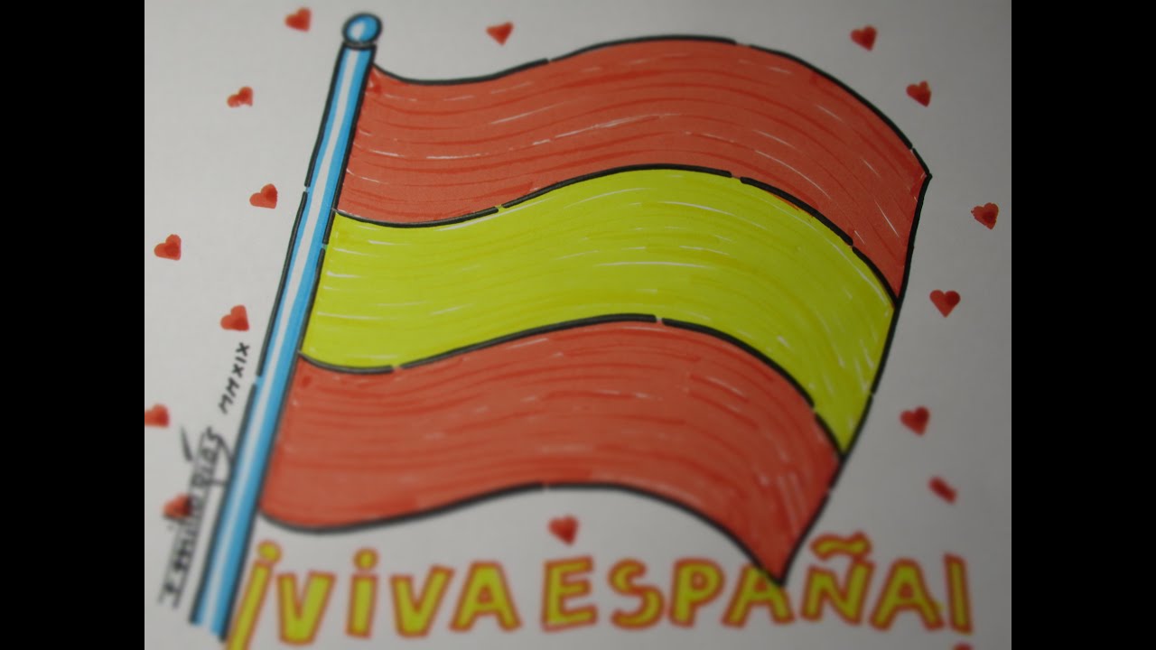 DIBUJAR BANDERA DE ESPAÑA DIBUJO FACIL-DRAW FLAG OF SPAIN