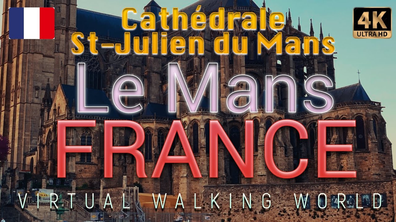 Immersive street-level walking tour through Le Mans Cathedral, France, showcasing authentic urban landscapes, local architecture, and the vibrant atmosphere of the city's neighborhoods