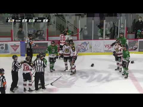 Olivier Caouette hits Dallaire into the extension! Jérémie Malouin takes exception - 18-03-22