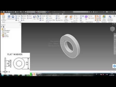 Create washer in Autodesk Inventor 2017 Tutorial