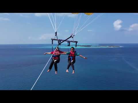 Jalaja and Anusha parasailing in Maldives-4