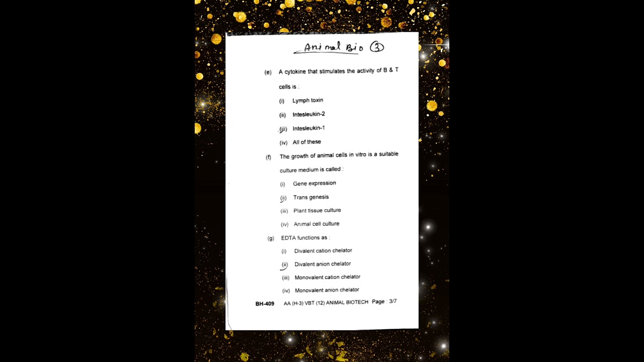 Animal Biotechnology bsc part 3 question paper, tnbu bhagalpur, science bio #animalbiotechnology