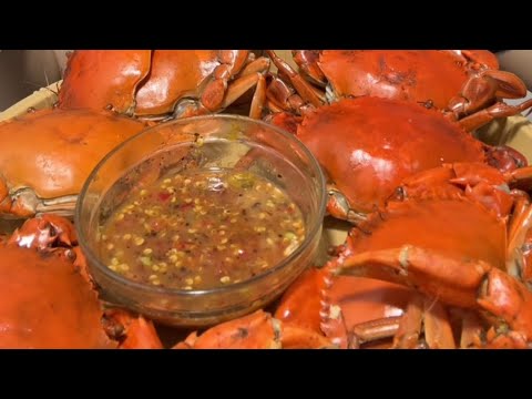 Eating a whole platter of rich, creamy crab roe ❤️