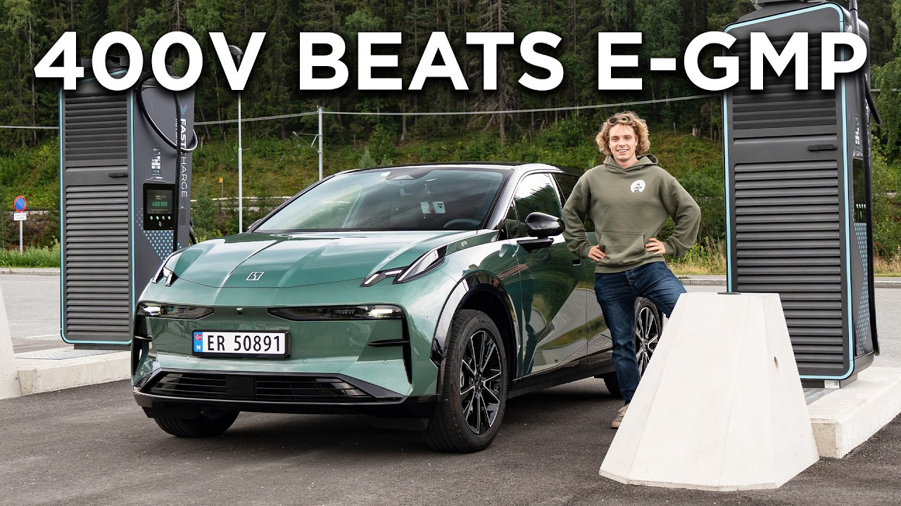 Zeekr X electric SUV plugged into a DC fast charger on a Norwegian road trip