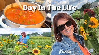 Day In The Life with Karen: He's Here, 🌻 Sunflower Picking, Delicious Cozy Soup for 🍁Autumn | 2022