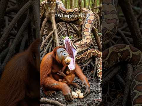Curious Orangutan Encounters Giant Boa Egg in Amazon Forest #amazon #wildlife #forest