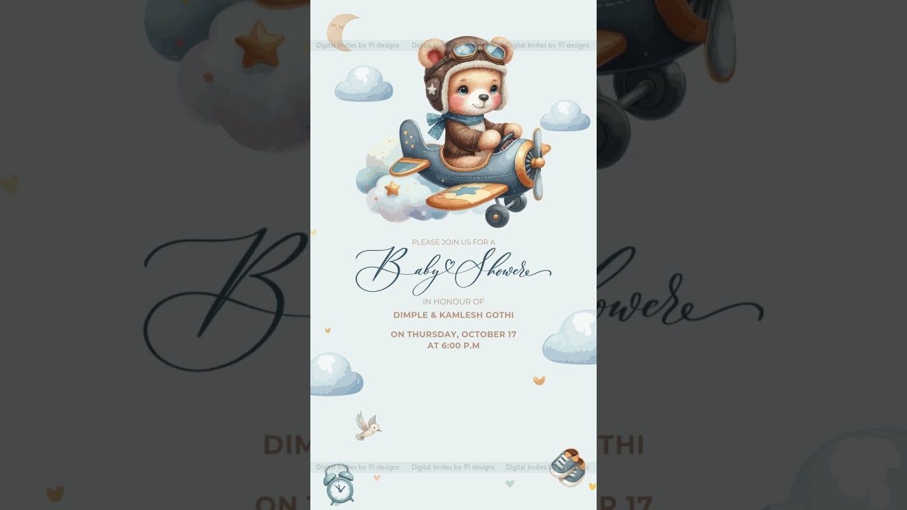Mint Green & Gold Baby Shower Invite