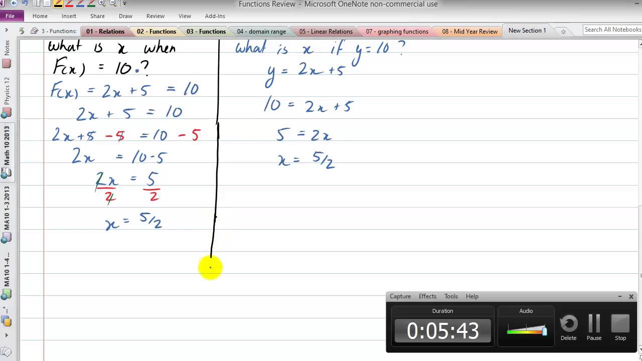 Function Notation and Intercepts