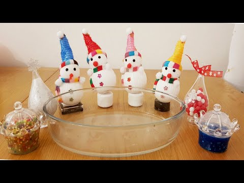 Christmas Snowman Slime☃️❄️Mixing Makeup Eyeshadow Into Clear Slime★Satisfying Slime Video #23★ASMR★