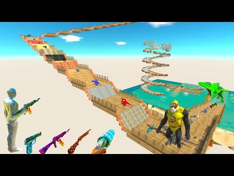 FPS AVATAR PARKOUR IN DEADLY FALL ALL WEAPONS vs DINOSAURS - ARBS