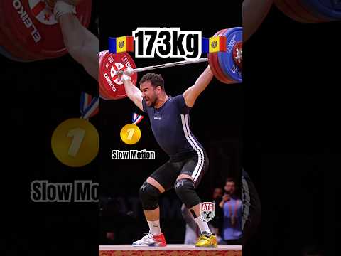 Marin Robu (88kg Moldova 🇲🇩) 173kg / 381lbs 🥇 snatch slow motion 2026 Europeans #weightlifting