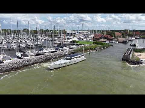 LRC 65 - long range cruiser - leaving the Hindeloopen marina in the Netherlands.