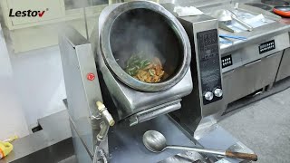 Lestov automatic wok cooking machine stir-fried tofu with chili #food  #commercialinductioncooker