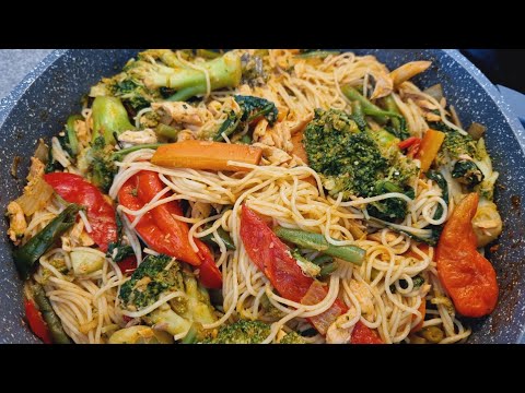 VEGETABLES SPAGHETTI RECIPE, CARROT, SPANISH, BROCCOLI, MUSHROOMS, GREEN BEANS AND SALMON FILET