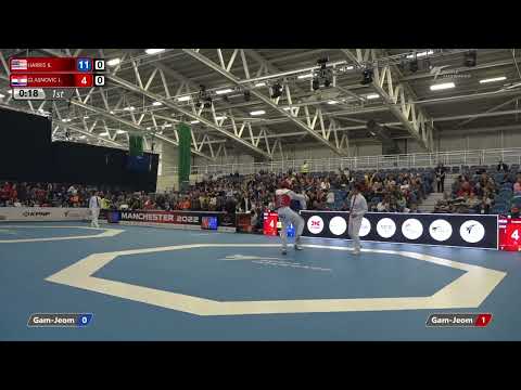 211 R-32 M-68kg 🔵 HARRIS Khalfani USA vs 🔴 GLASNOVIC Leon CRO I Manchester 2022 World Taekwondo GP