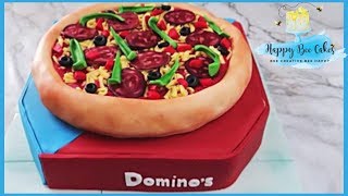 PIZZA cake TUTORIAL with FONDANT pizza TOPPINGS �