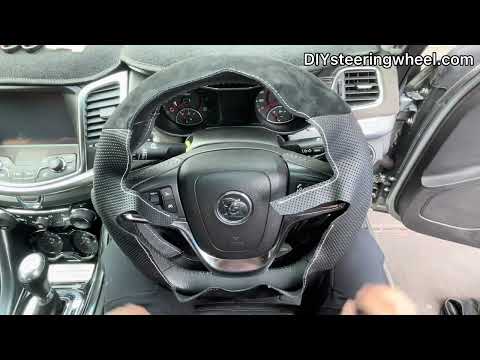 Holden Commodore VF ute (Australia) steering wheel cover DIY wrap Alcantara+perforated leather