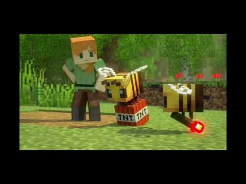 Bloopers Bees fight steve and alex (minecraft animation)