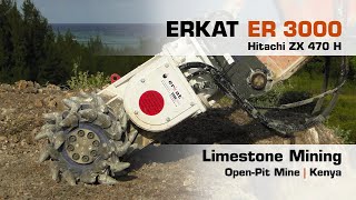 preview picture of video 'Limestone Mining, Erkat ER 3000 + Hitachi ZX 470'