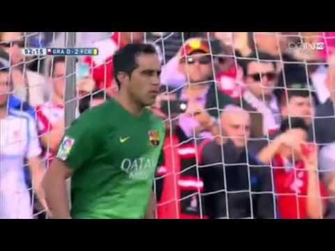 Fran Rico Penalty Goal Granada 1 - 2 Barcelona 2/28/2015 La Liga