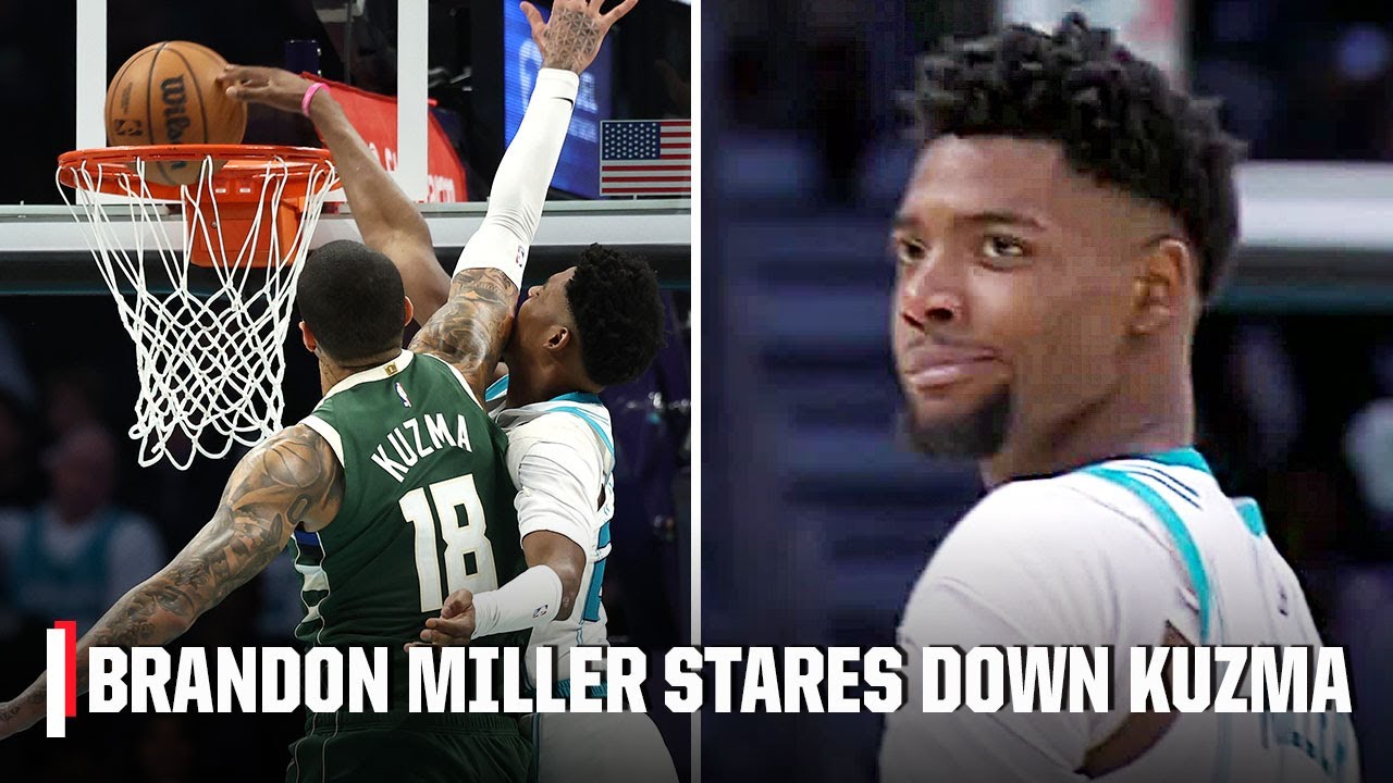 Brandon Miller stares down Kyle Kuzma after MONSTER poster jam 🔥 | NBA on ESPN
