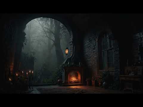 Rainy Night Cottage Ambience | Relaxing Music, Rain Sounds & Candlelight in the Forest