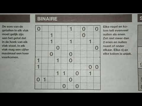 Easy Binary Sudoku puzzle in 5 minutes to solve (05-08-2019) part 1 of 3