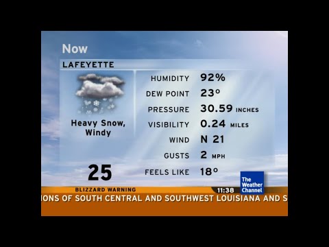 Intellistar 1 SD with First Ever Blizzard Warning during Historic S. Storm - Lafeyette, LA (1/21/25)