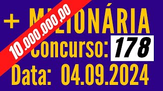 Mais Milionaria de hoje 4/09, Mais Milionária de hoje, Resultado Milionária hoje,