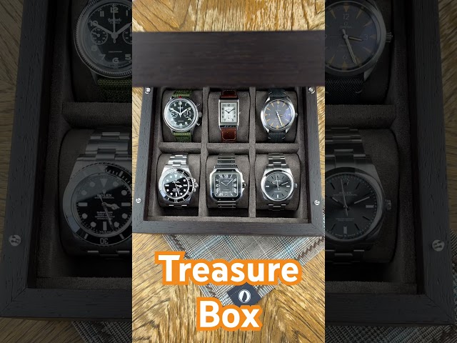 Vídeo relacionado con Caja de reloj TAWBURY - Caja de reloj de cuero genuino de grano superior de 6 ranuras para hombres y mujeres con almohadillas extra anchas para relojes grandes - Almacenamiento portátil de relojes de