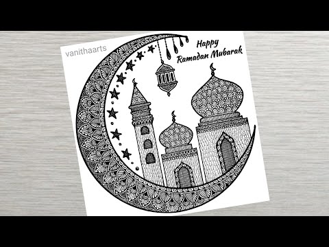 Ramadan Mubarak Mandala Art How to Draw Mandala Art for Beginners halfmoon vanithaarts ramazan