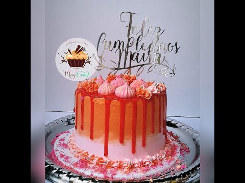 PASTEL DIFUMINADO - MIRROR GLAZE DRIPCAKE  - FELIZ CUMPLEAÑOS MAIRA