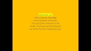 September 29th Daily Calendar Readings from the Book of Heaven