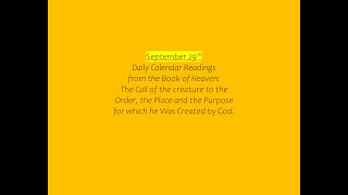 September 29th Daily Calendar Readings from the Book of Heaven