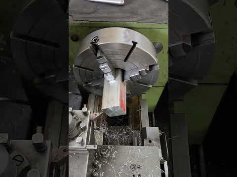 How to make center a cubic shape material  in lathe machine #shorts #lathe
