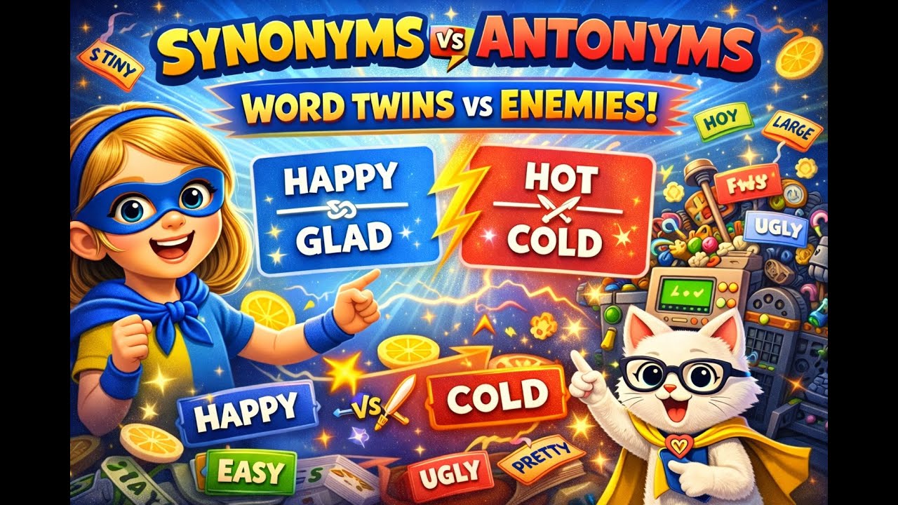 Synonyms & Antonyms for Kids 🧠✨ | Word Twins vs Word Enemies!