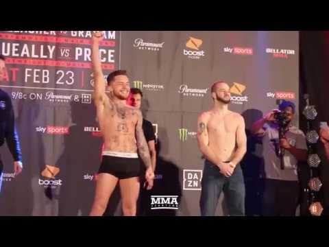 Bellator 217 James Gallagher Shoves Steven Graham at Weigh In Staredown