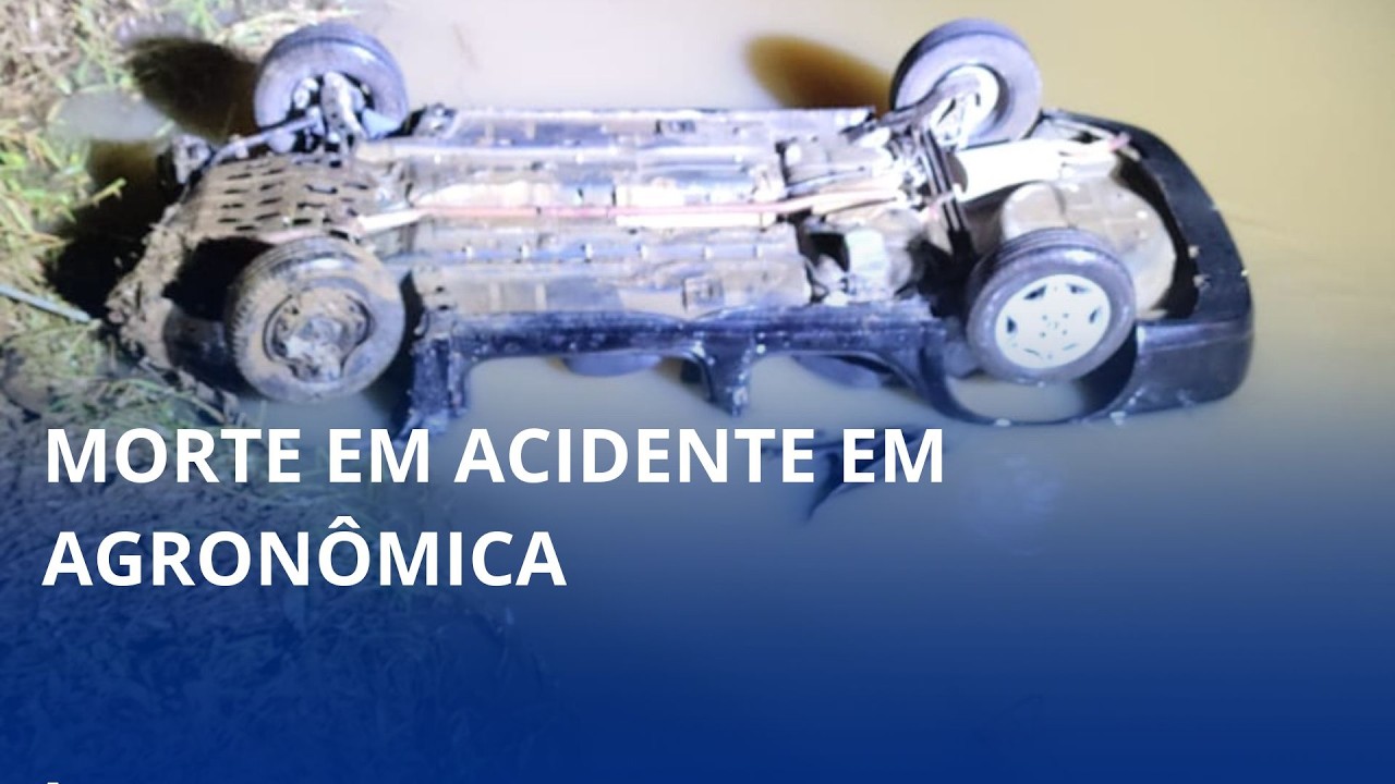 Morte em acidente em Agronômica. Veículo capotou e ficou parcialmente submerso, no rio.