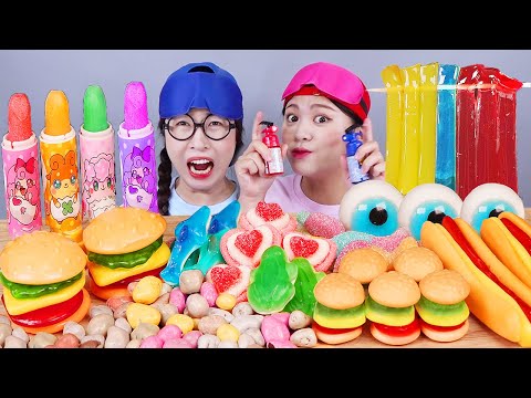 Rainbow dessert, candy, jelly, mukbang race DONA DONA