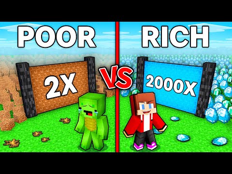 JJ and Mikey : POOR vs RICH Item MULTIPLIER in Minecraft ! - Maizen