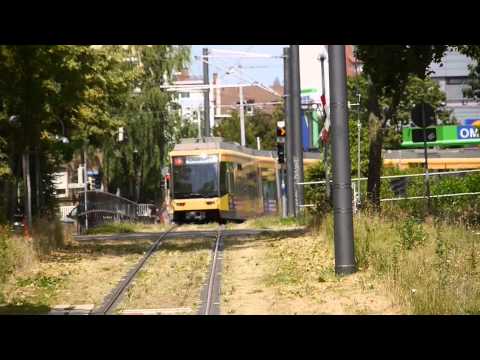 15.6.2014 Karlsruhe Weinbrennerplatz Betrieb eingleisige Umleitungsstrecke